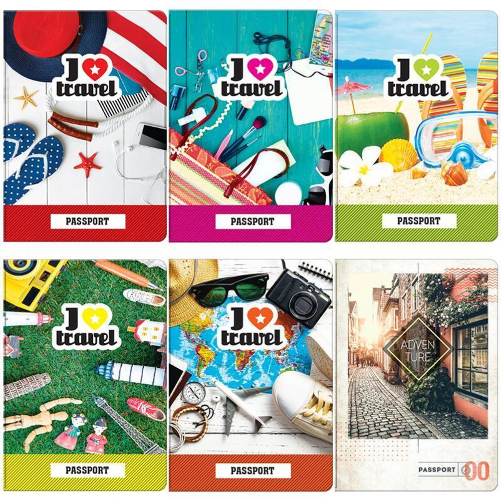 Обложка для паспорта ПВХ фотопечать "Путешествия", в ассорт. (Спейс)