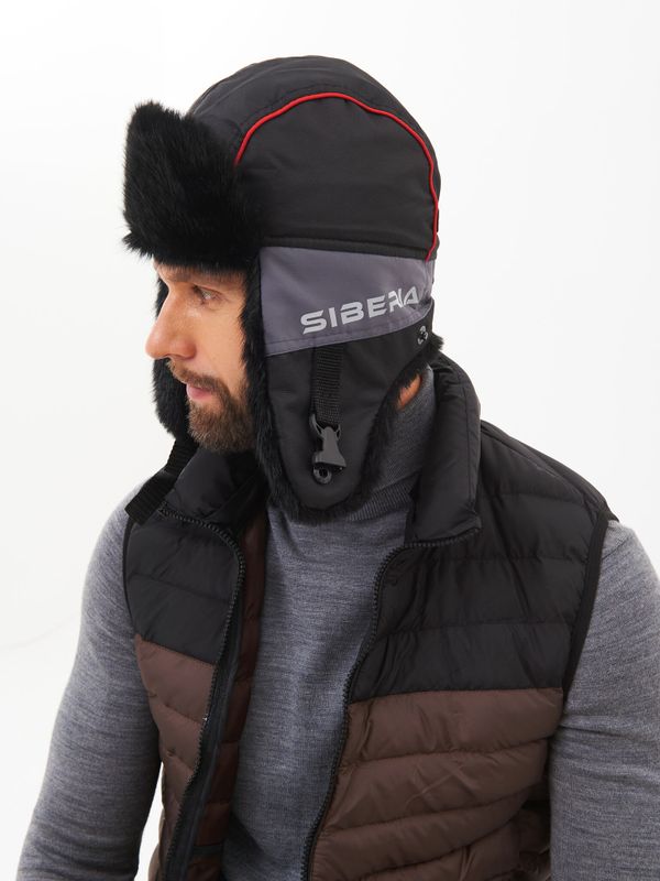 Шапка ушанка зимняя Siberia ткань Breathable цвет Серый/Черный иск. мех Норка