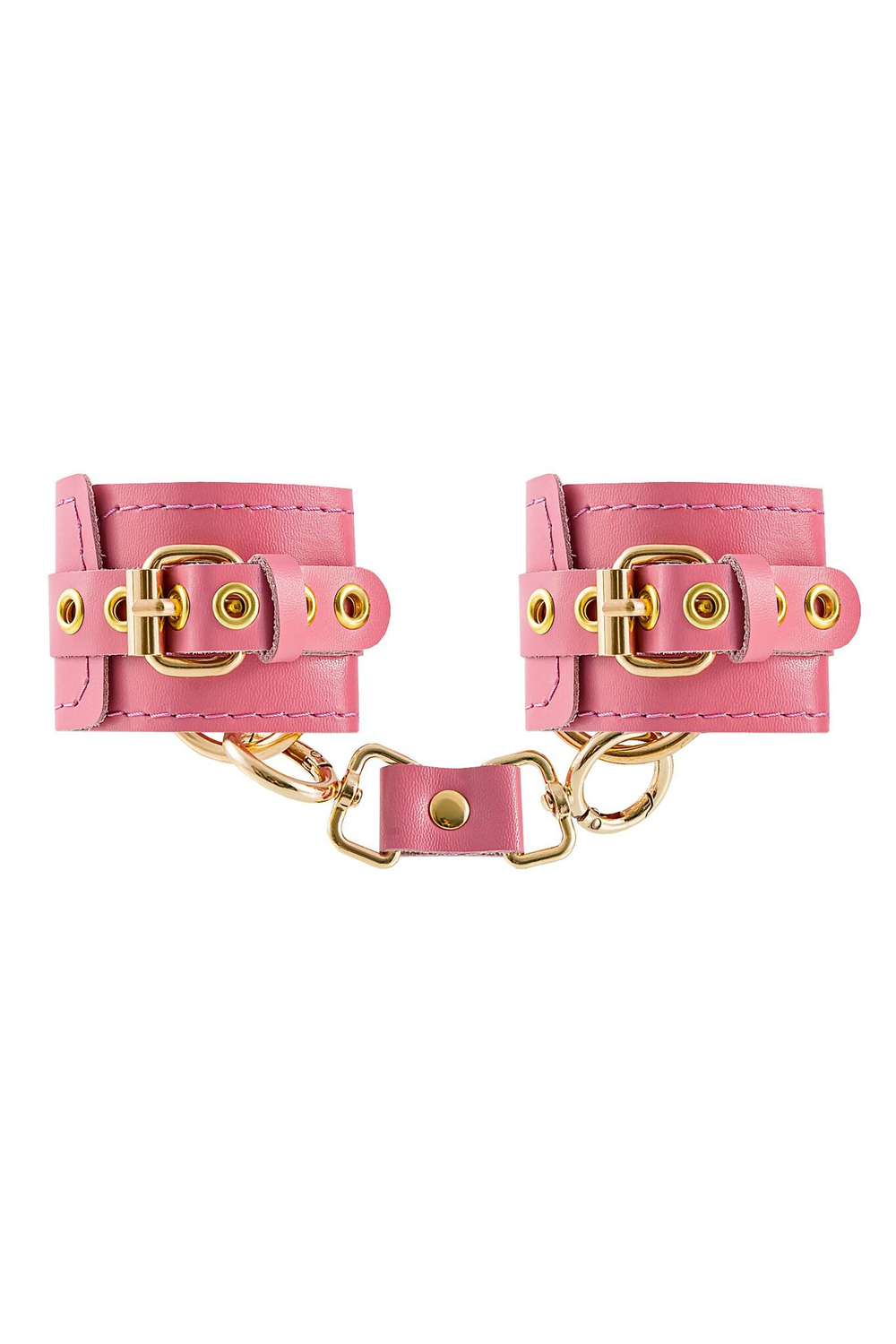 Розовые однослойные кожаные наручники (Цвет: розовый)