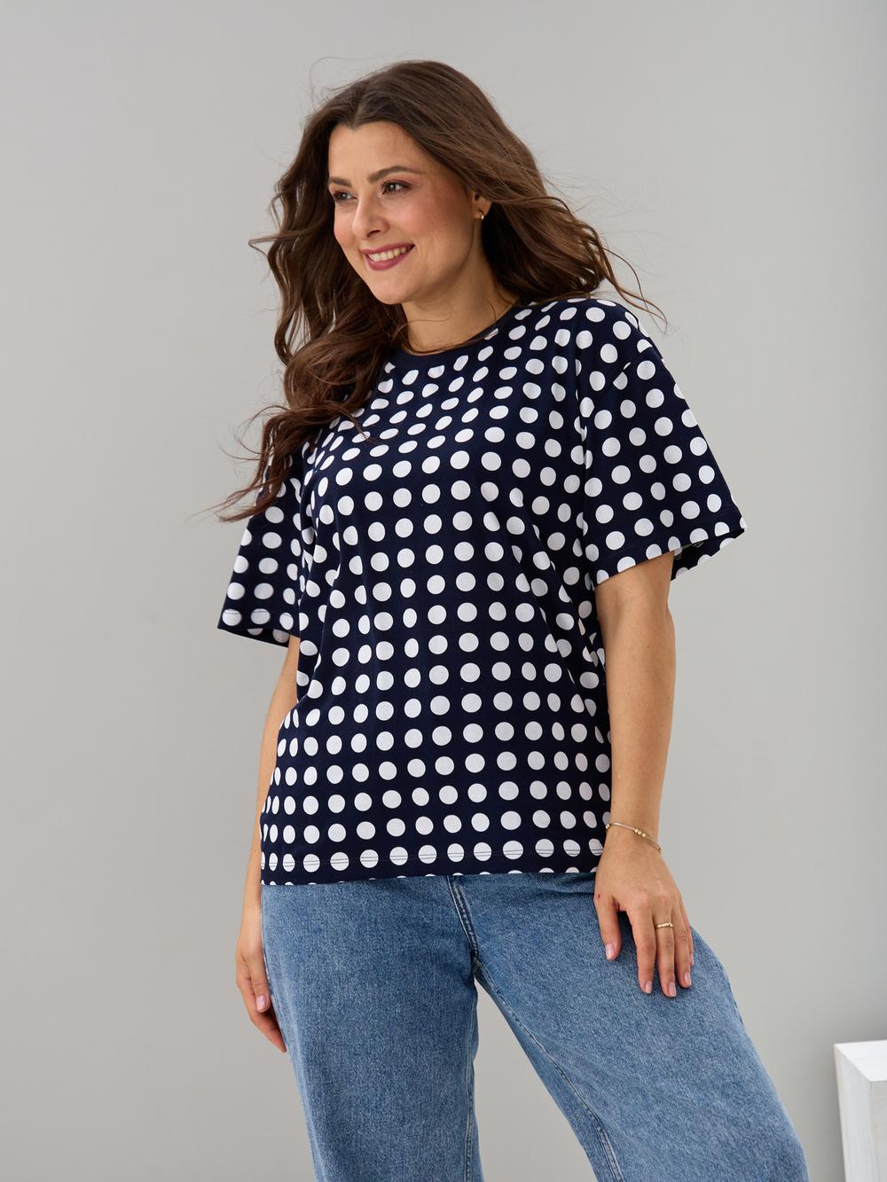 Футболка Фк-193/синий-крупныйгорох