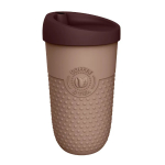Стакан для напитков с рельефом, крышкой 550мл (коричневый)