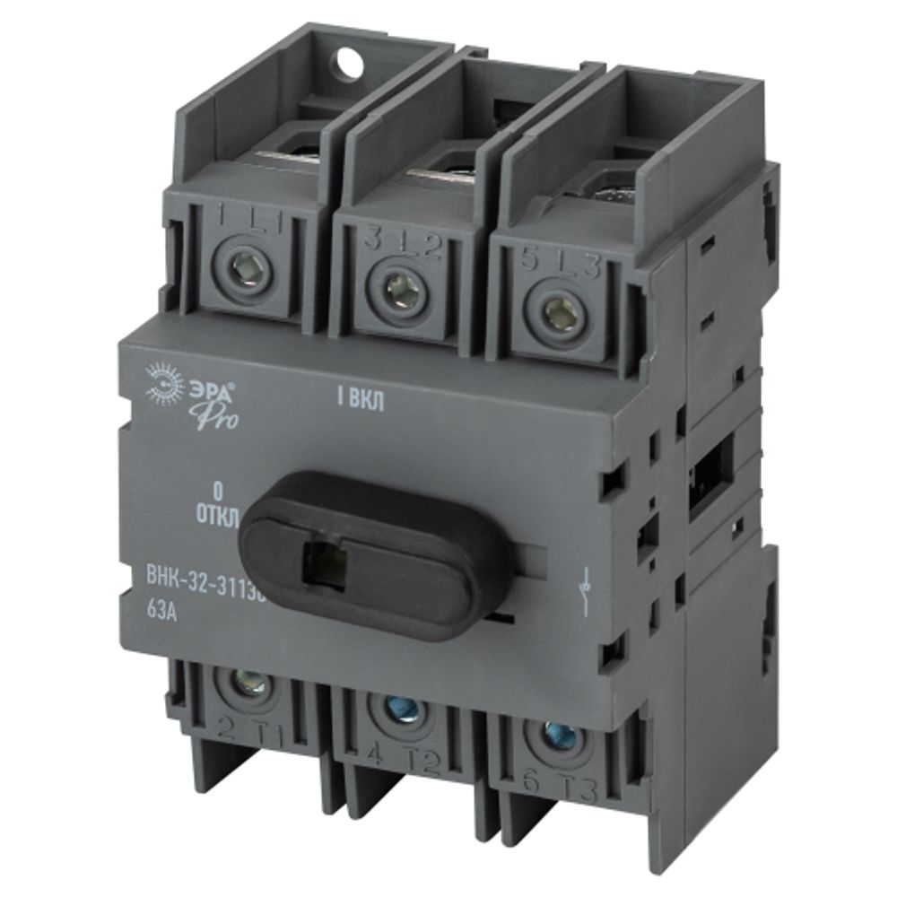 Выключатель-разъединитель ВНК-32-31130 ЭРА PRO mvr20-3-063E 3П 63А с установленной фронтальной рукояткой управления | Выключатели разъединители ВНК