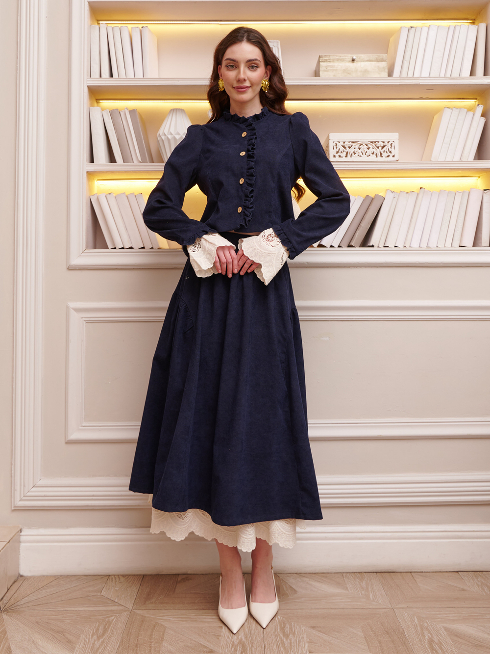 Юбка бохо вельветовая миди