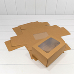 Коробка сборная 22х16х10 см с окошком (Коричневый, Крафт)