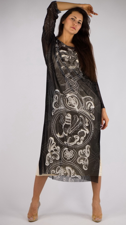 Платье-туника из сетки "Сны белого камня. Птицы", по мотивам коллекции Сны белого камня