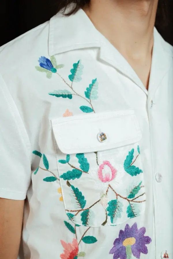 Рубашка с Садовыми Цветами белая - фото 5