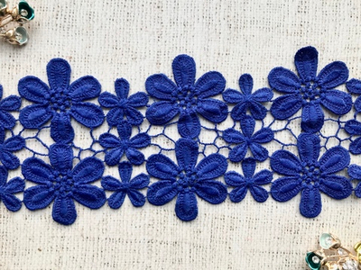 Кружево матовое плетеное, ш. 10,5-11 см, электрик