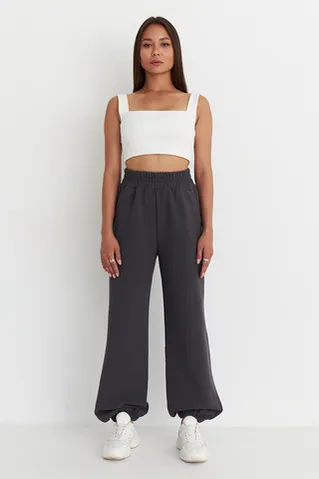 Джоггеры оверсайз из рифленого хлопка цвета антрацит