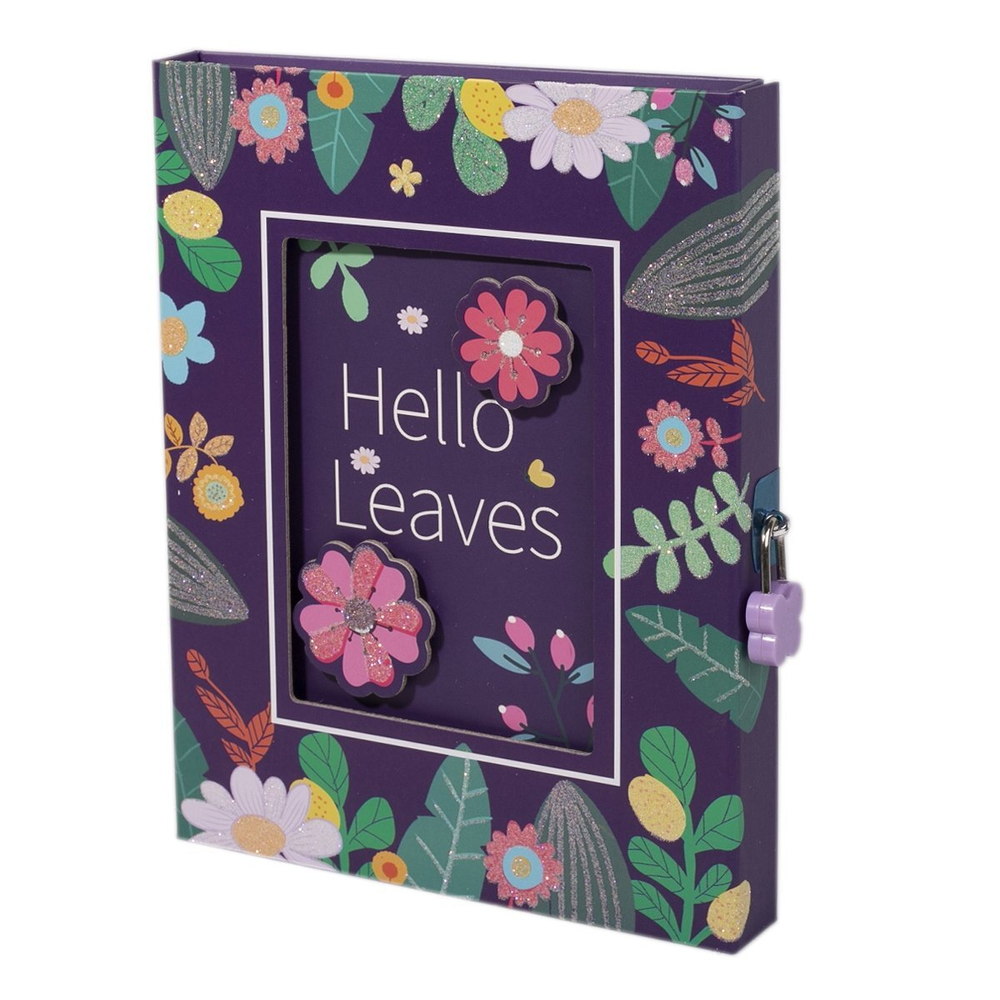 Записная книжка в футляре, А5, Alingar, замочек, "Привет листья-1"