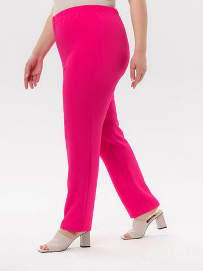 Брюки-дудочки из костюмного трикотажа Фуксия