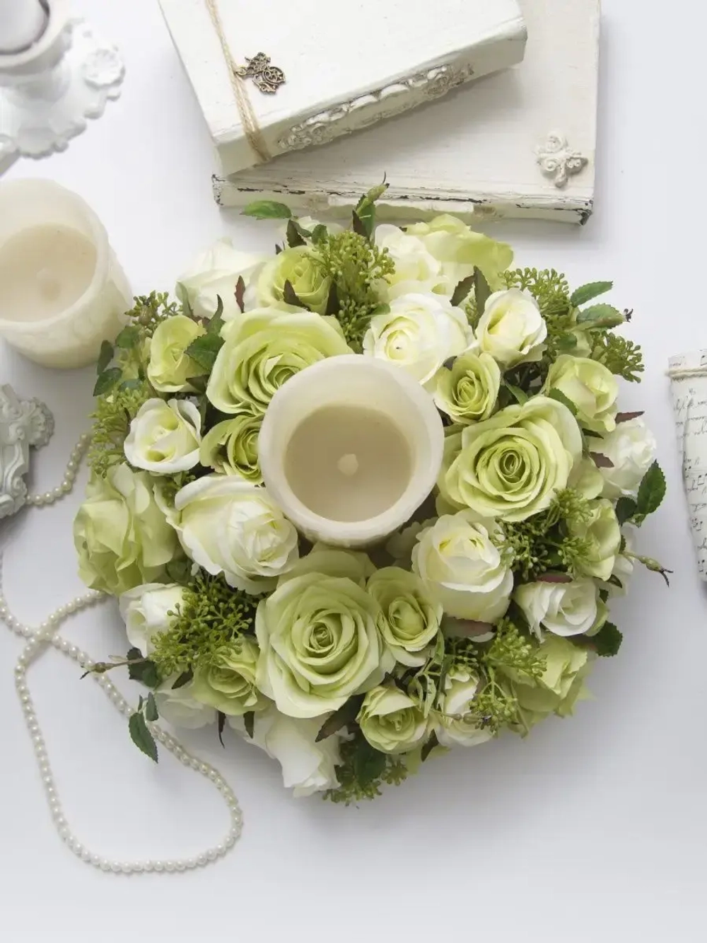 Венок цветочный для украшения интерьера 32 см