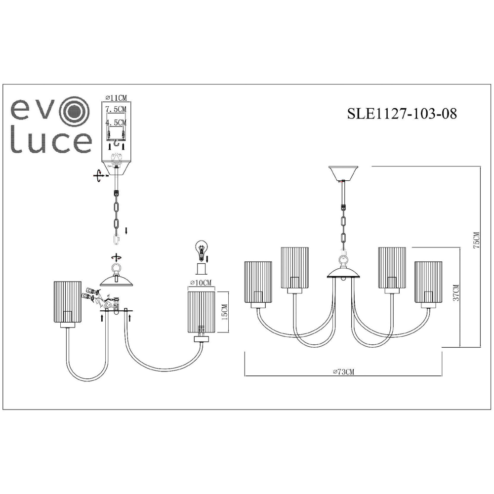 SLE1127-103-08 Светильник подвесной Хром/Прозрачный E14 8*40W