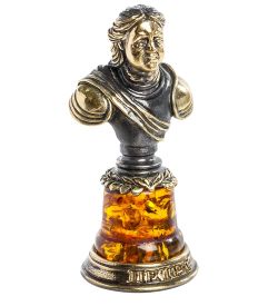 Народные промыслы AM-1163 Фигурка «Петр I-Бюст» (латунь, янтарь)