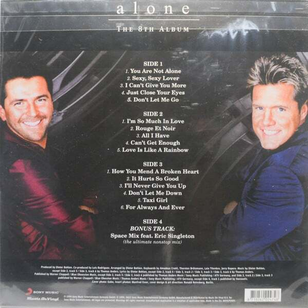 LP: Modern Talking — «Alone.The 8th Album» (1999/2022) [2LP Black Limited Vinyl]
