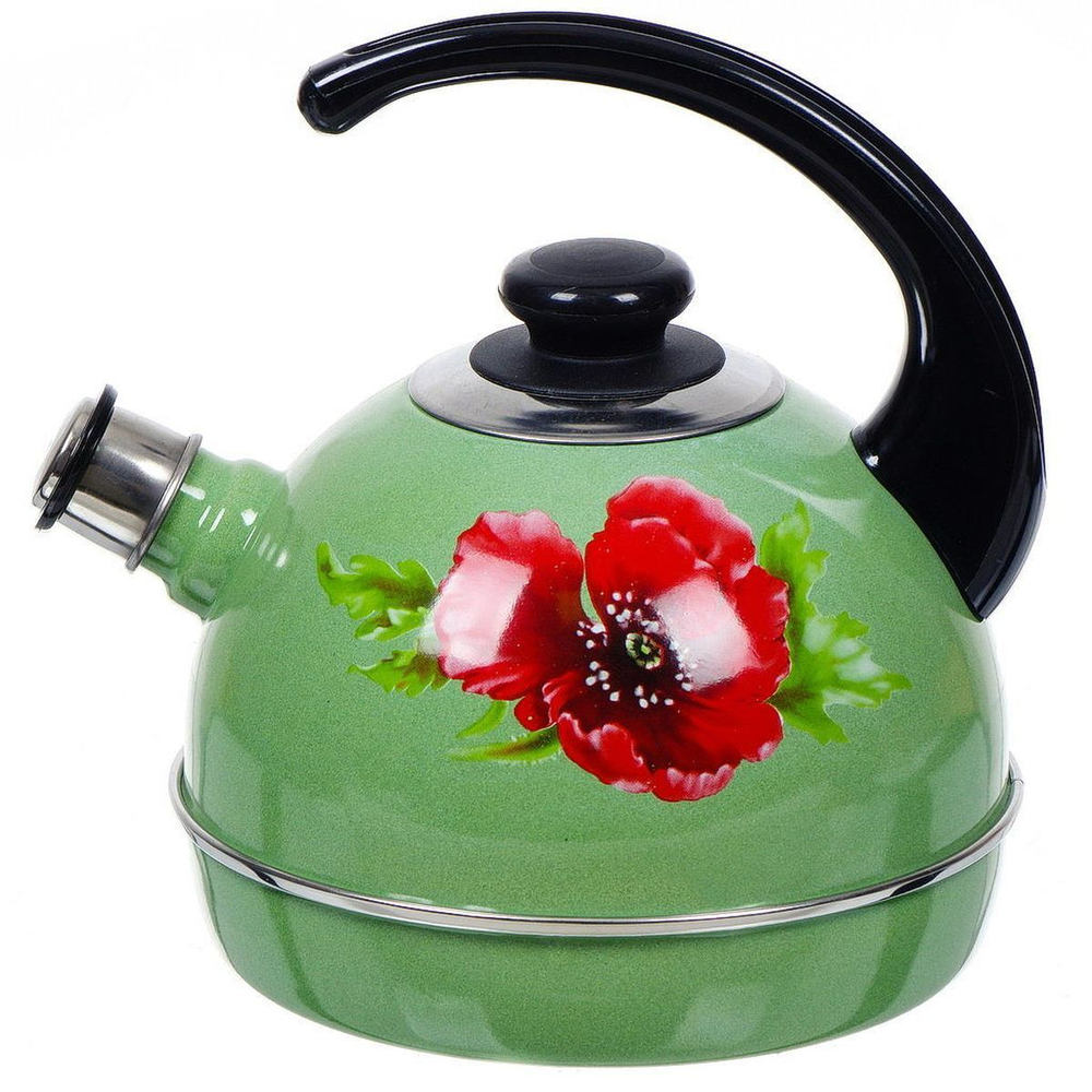 Чайник сталь, эмал, 3.5 л, свист, руч консоль, Рубин, С2509, зеленый туман, Т04/35/10/04  /07