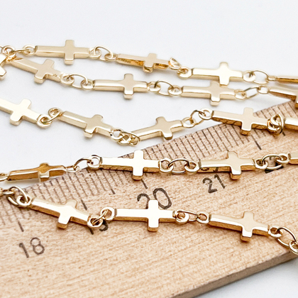 Цепочка Крест, цвет золото, размер звена 13,5*5 мм, цена за отрезок 50 см