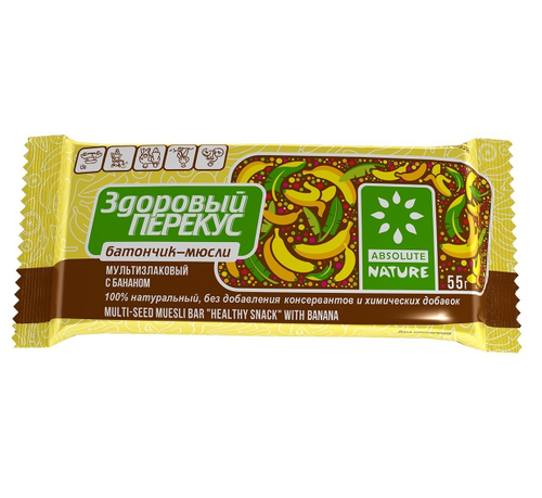 Батончик мюсли Здоровый Перекус с бананом 55г