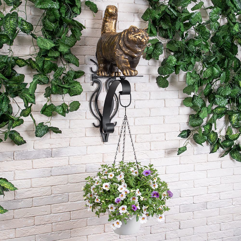 Кронштейн для цветов Кот Лео Бронза