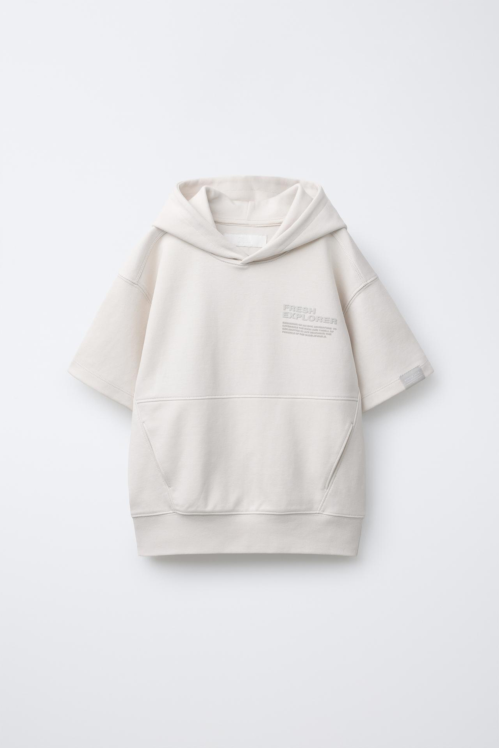 ZARA КОМПЛЕКТ ИЗ ТОЛСТОВКИ И ШОРТОВ INTERLOCK, ЭКРЮ