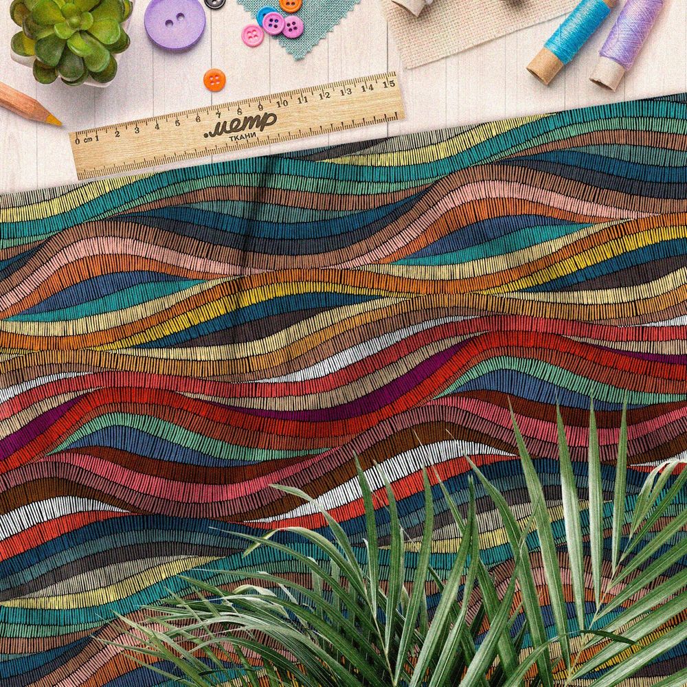 Ткань таффета волны мозаичные