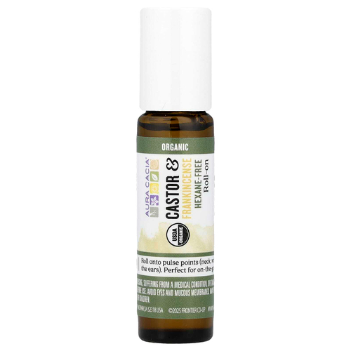 Aura Cacia, Roll-On, касторовое масло и ладан, 9,2 мл (0,31 жидк. Унции)
