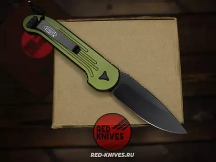 Нож MIcrotech LUDT - зеленая рукоять, черный клинок (эксклюзив RED-Knives) RK-463