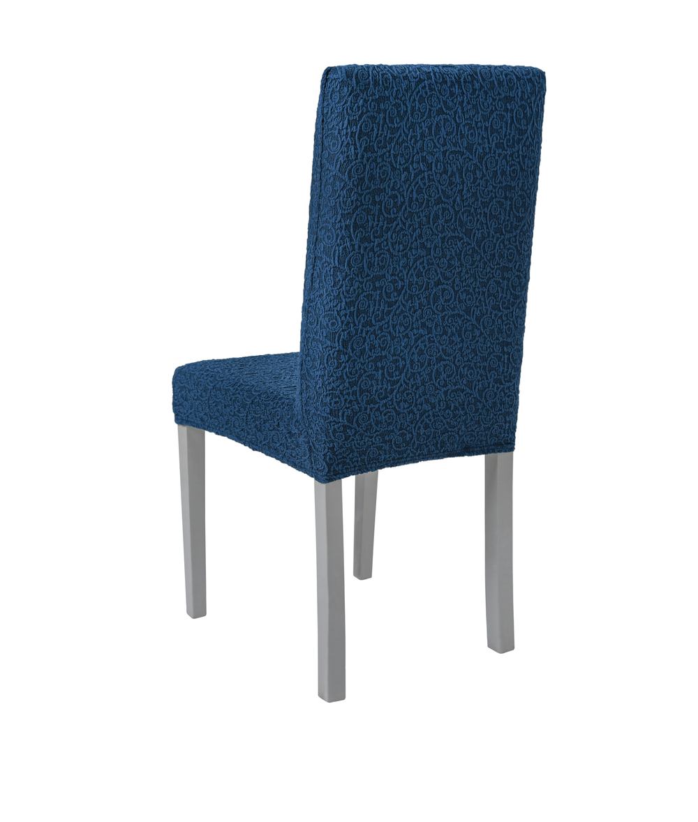 Чехол на стул без оборки Жаккард, цвет Индиго, Набор 6 шт.