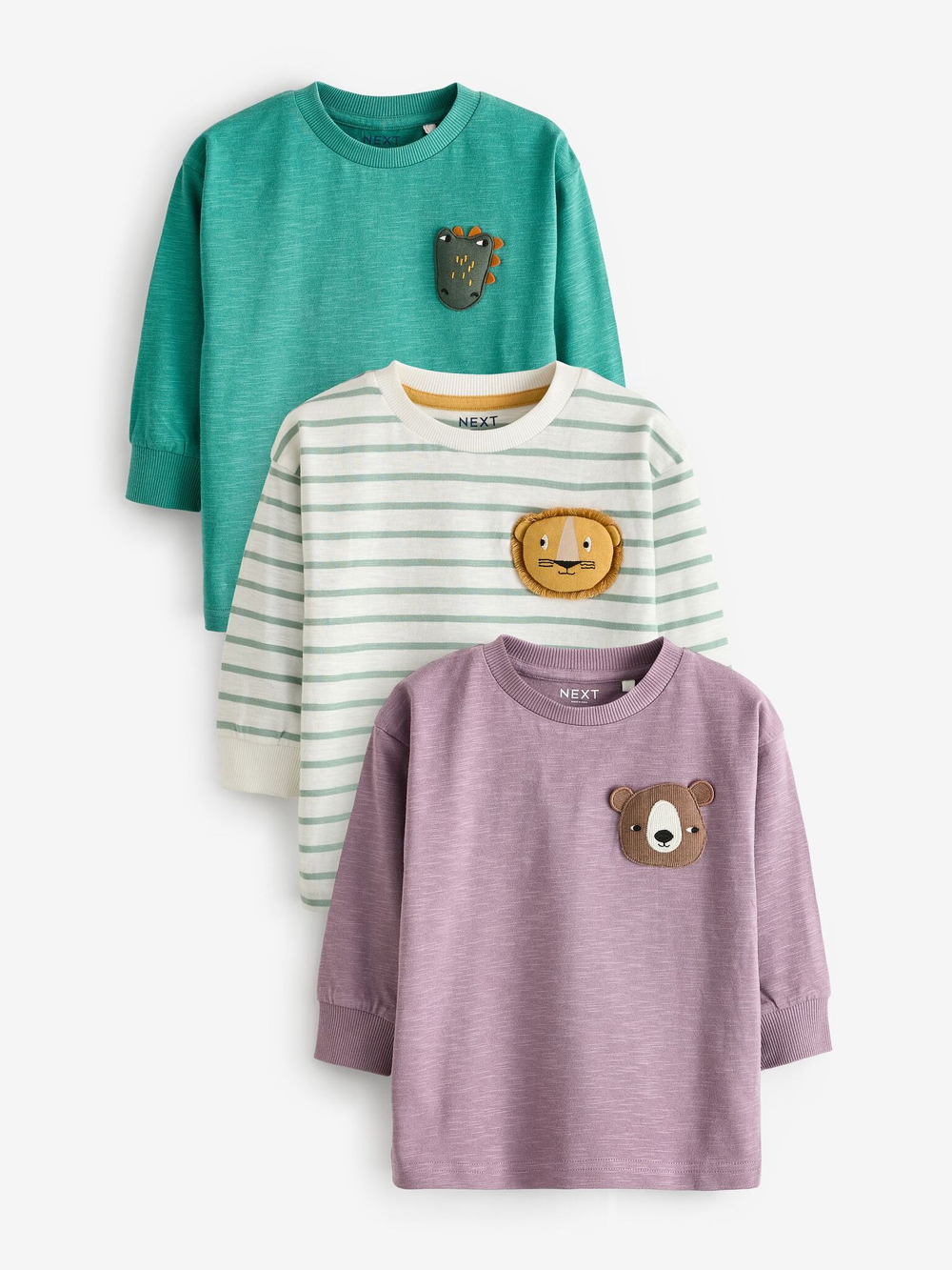 Лонгслив для мальчика Next 642-808, 3 шт., Белый, Фиолетовый, Зеленый