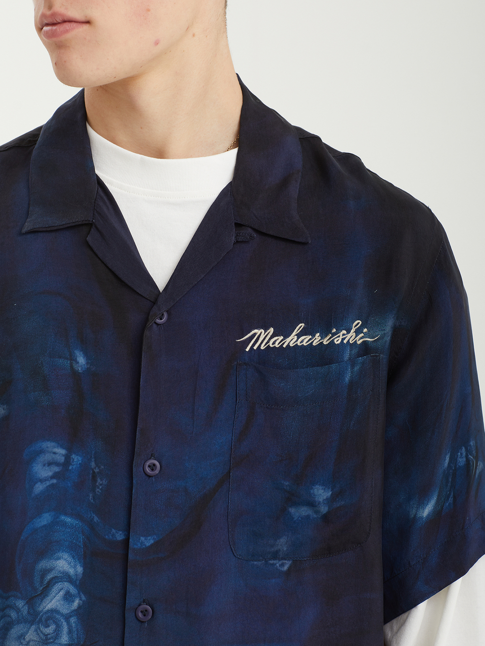 Мужская Рубашка Boro Crane Camp Collar Boro Crane Print