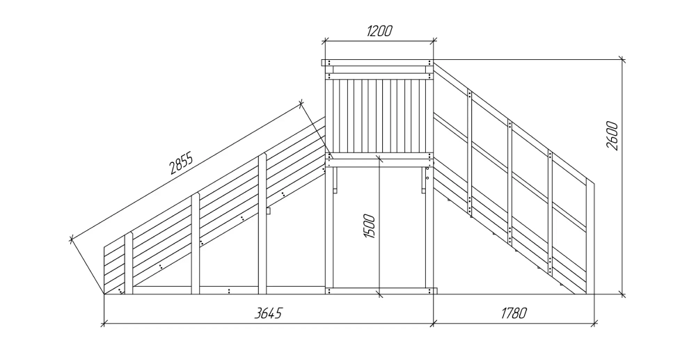 Зимняя деревянная горка Савушка "Зима - 2" скат 3 м