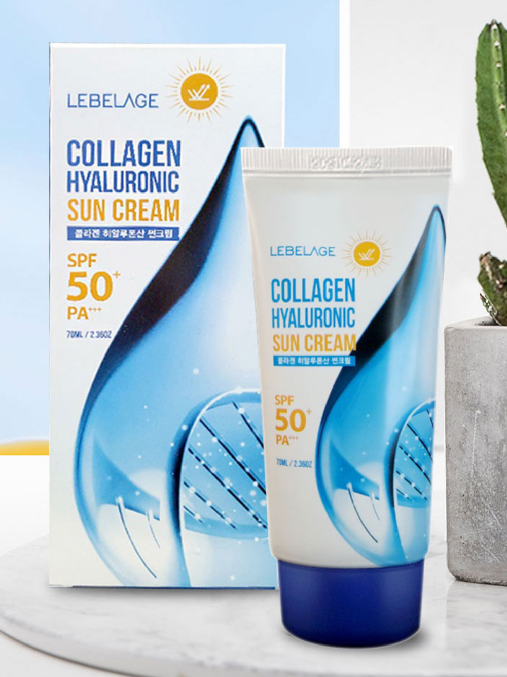 LEBELAGE - КРЕМ СОЛНЦЕЗАЩИТНЫЙ С КОЛЛАГЕНОМ И ГИАЛУРОНОВОЙ КИСЛОТОЙ COLLAGEN HYALURONIC SUN CREAM, 70 МЛ.