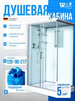 Душевая кабина WeltWasser без силикона (120х90) прозрачное стекло, поддон низкий, крыша
