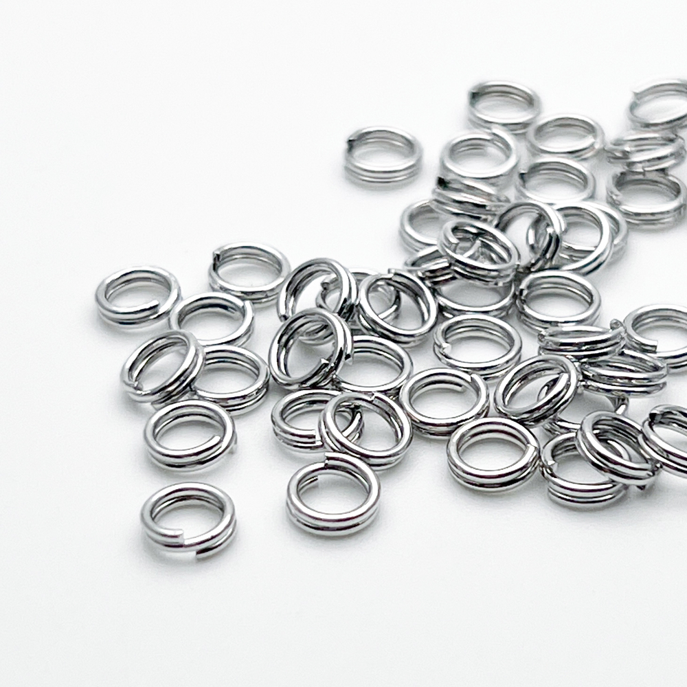 Колечки двойные, цвет серебро (родий), диаметр 5 мм, цена за 2 грамма (около 20 штук)