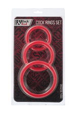 Набор красных эрекционных колец Black & Red (Цвет: красный)