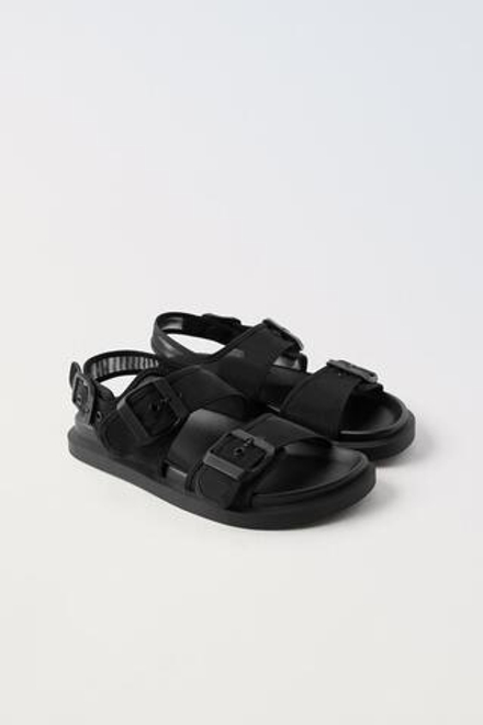 ZARA САНДАЛИИ ИЗ ОРГАНЗЫ С ПРЯЖКАМИ, ЧЕРНЫЙ