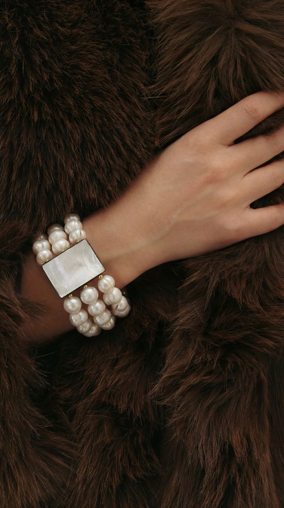 Браслет Nature Bijoux, Moonlight, стрейч, с ракушкой Capiz в смоле и жемчугом, NB26.1-13CP43563 (бел