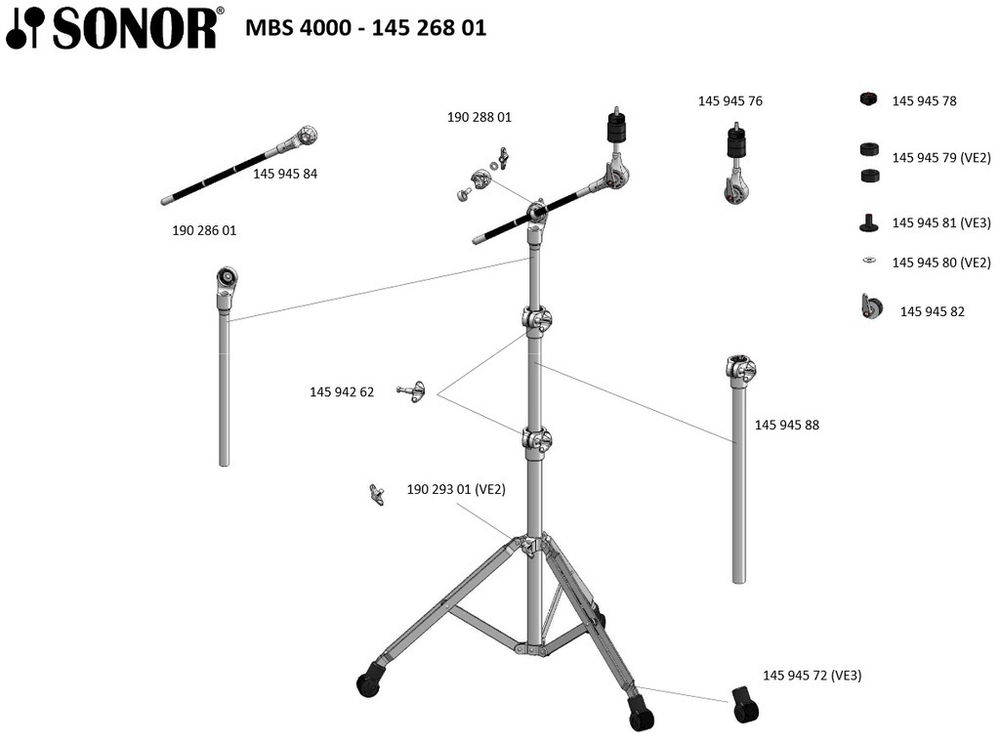 14526801 Hardware 4000 MBS 4000 Стойка мини-журавль, Sonor