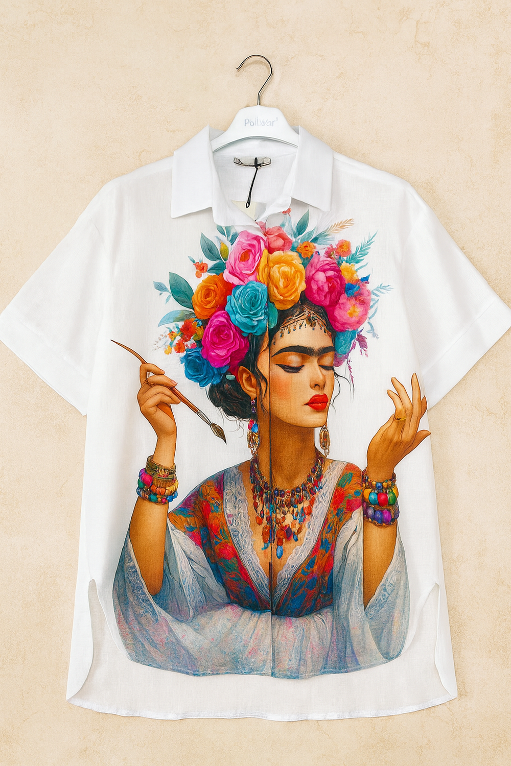 Рубашка Frida из льна с арт-принтом во всю длину