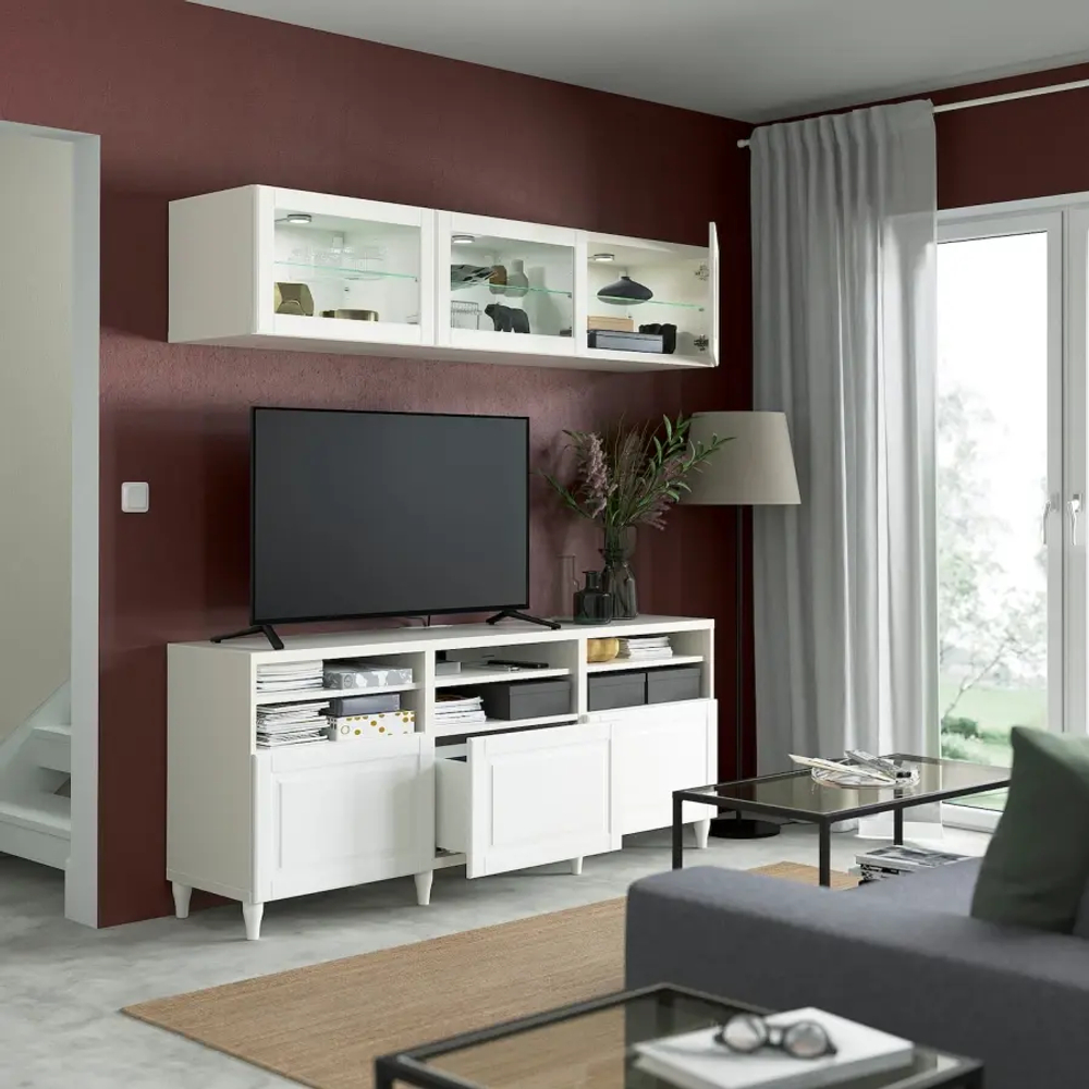 Шкаф для ТВ - IKEA BESTÅ/BESTA, 180x42x192 см, белый, Бесто ИКЕА