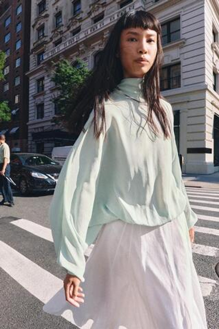 ZARA СТРУЯЩАЯСЯ ЮБКА АСИММЕТРИЧНОГО КРОЯ — ZW COLLECTION, БЕЛЫЙ