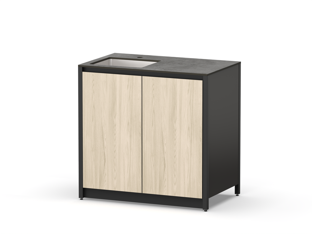 Шкаф напольный с мойкой Lounge D-04S-L, 90 см, дуб сонома/черный мрамор