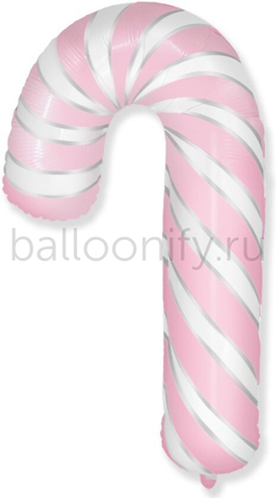 Шар (39''/99 см) Фигура, Леденец трость, Розовый, 1 шт.