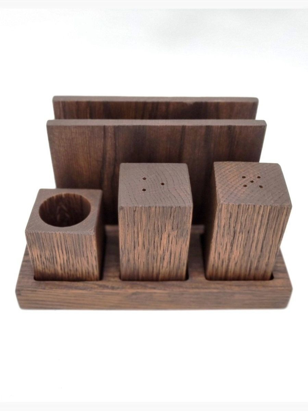 Набор для специй из дуба "Рустик", 3 предмета+салфетница, PPwood