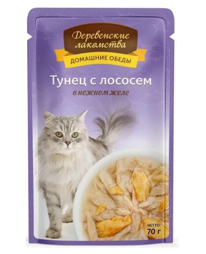 Деревенские лакомства корм консервированный для кошек домашние обеды в желе пауч