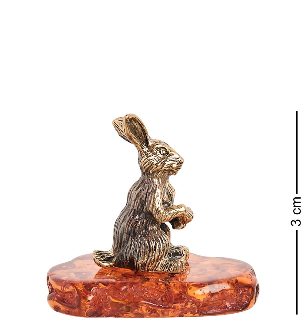 Народные промыслы AM-1884 Фигурка «Заяц Степашка» (латунь, янтарь)