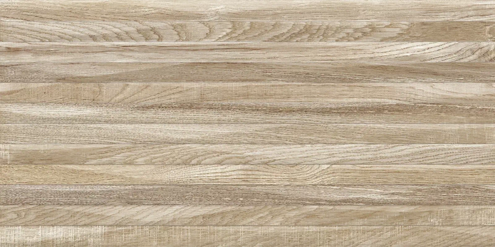 Настенная плитка Alma Ceramica TWU2550EPH44 Euphoria 24.9x50 бежевая глянцевая / рельефная под дерево / полосы