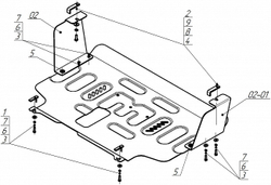 Защита картера двигателя, КПП. 2 мм, Сталь для Ford Tourneo Custom 2023-н.в., Motodor.70705