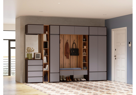 Прихожая Woodville Роут венге, графит софт  2