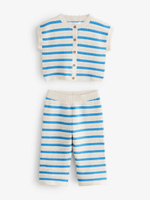 Кардиган с коротким рукавом и брюки в комплекте для девочки Next E25-144, Молочный, Голубой