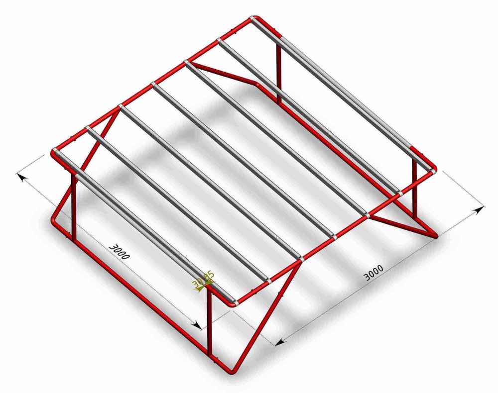 Батутная арена - модуль 3х3 метра - площадка-проход с опорами